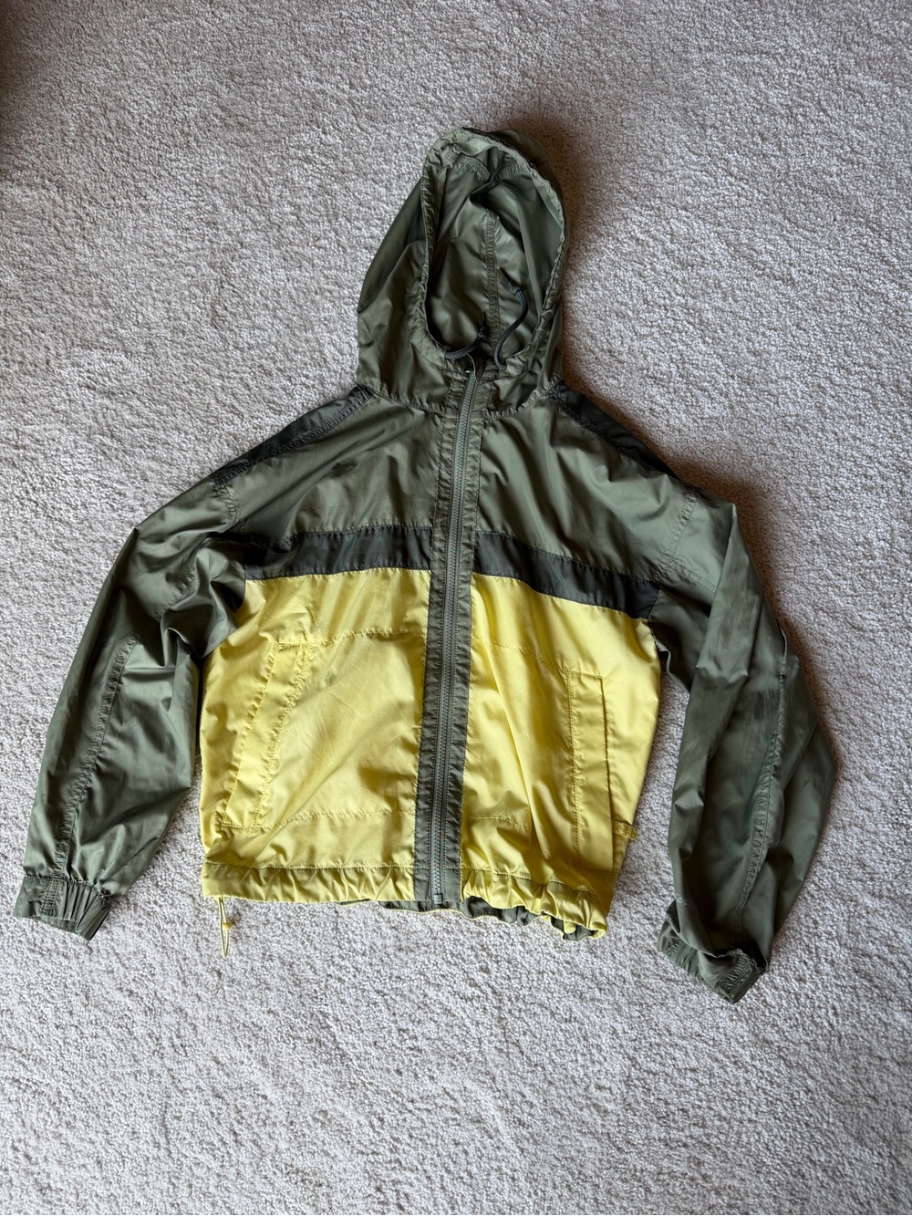 Eddie Bauer Olive Green and Yellow windbreaker Jacket